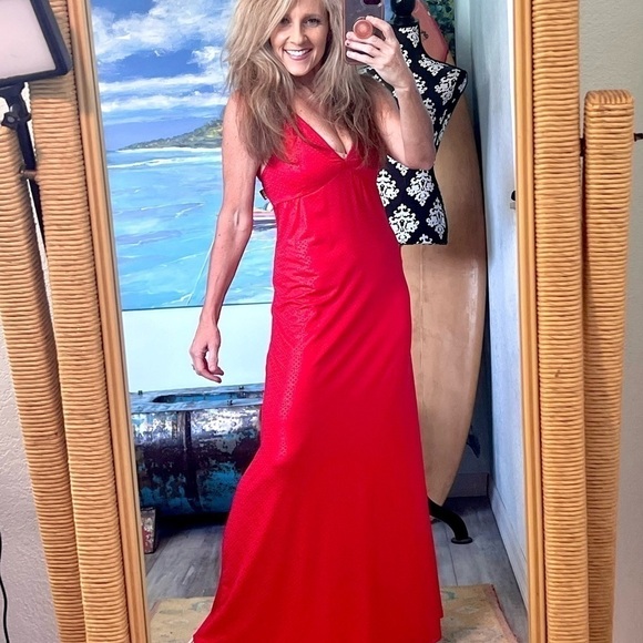 Coogi, Y2K VTG Vibrant Red Maxi Dress, Instantly Slimming w/Stretch & Halter,S - Picture 11 of 15